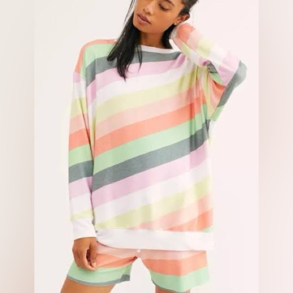 Colorful Striped wildfox rainbow sorbet deals roadtrip sweatshirt Sz XS